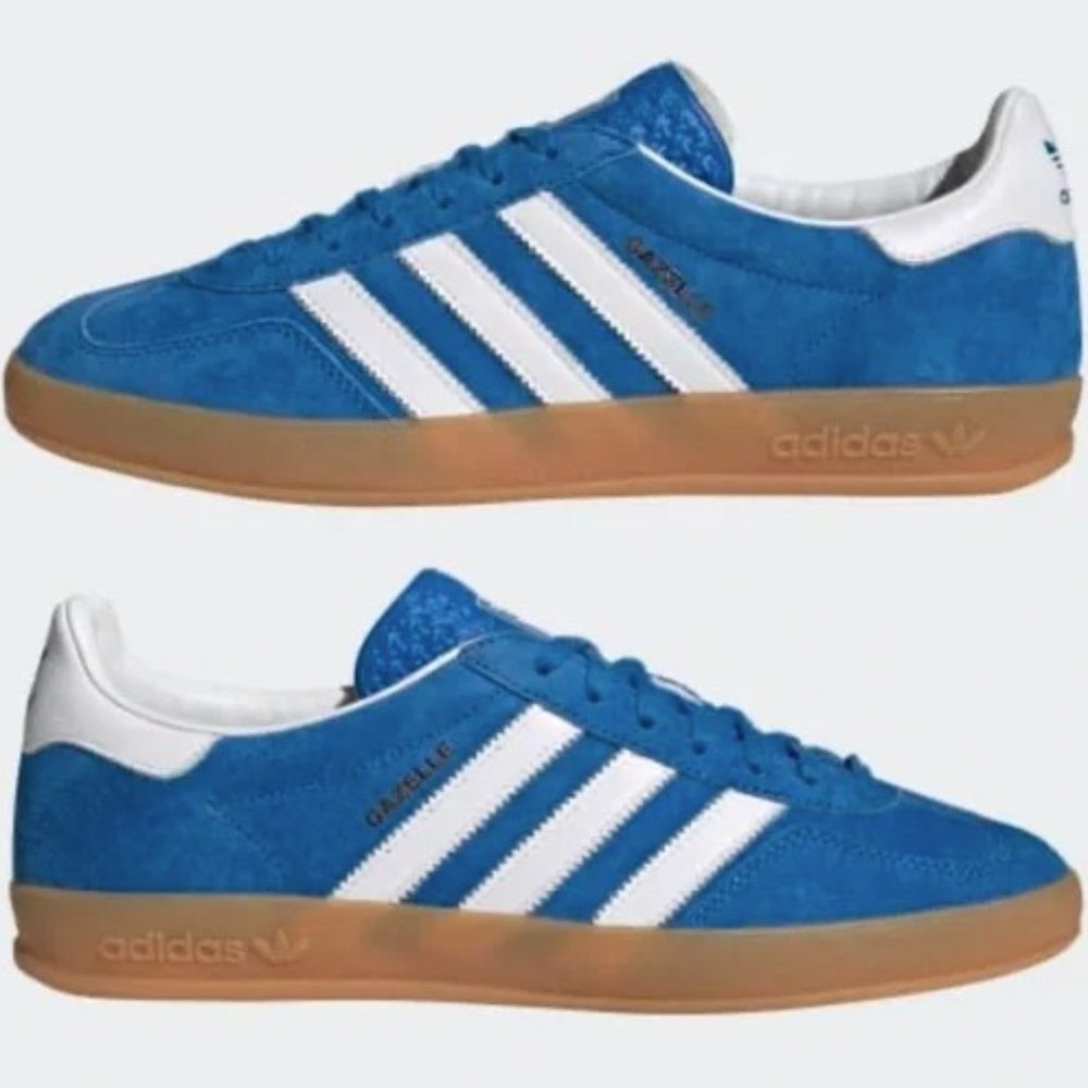 Adidas Gazelle Indoor Sneakers Blue with Gum Sole Size Men 8/Women 9